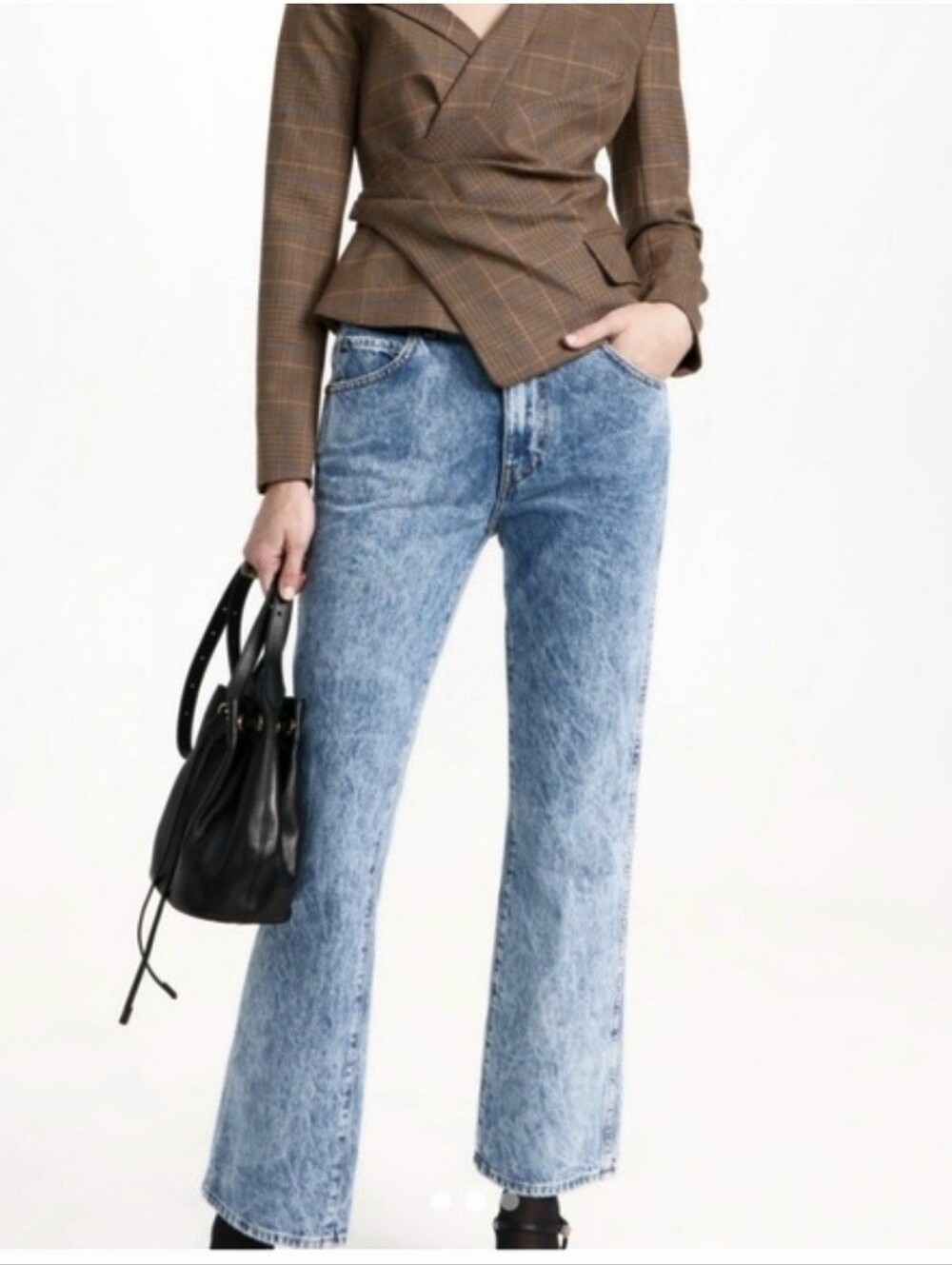 KHAITE Vivian Bootcut Flare Jeans Acid Wash Blue Women's 25